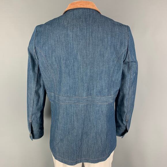 AMERICAN HIGHWAY Size M Blue Contrast Stitch Cotton Denim Jacket - Picture 3 of 6
